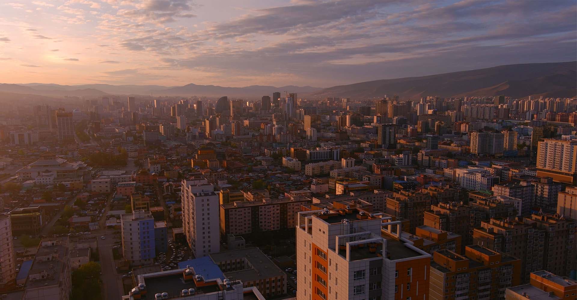 Ulaanbaatar skyline at sunset